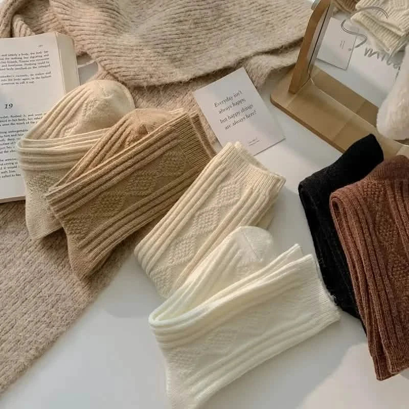 6-Pairs: Thick &amp; Warm Cream Color Sock