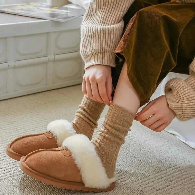 6-Pairs: Thick &amp; Warm Cream Color Sock