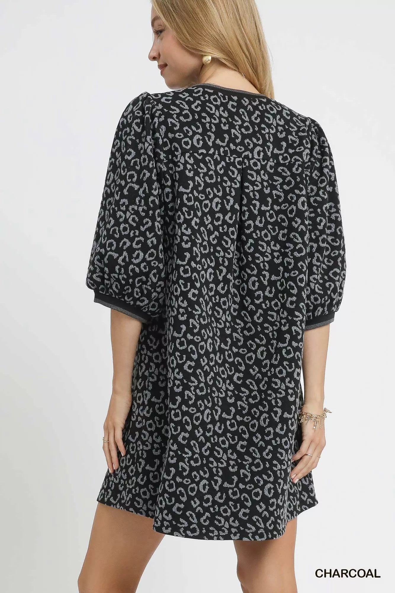 Leopard Print Jacquard Mini Dress
