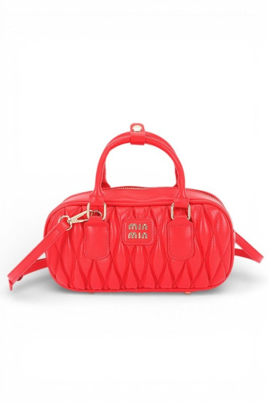 Fashion Handbag Faux Leather Quilted Top Handle Swing Bag Stylish Chic Accessory