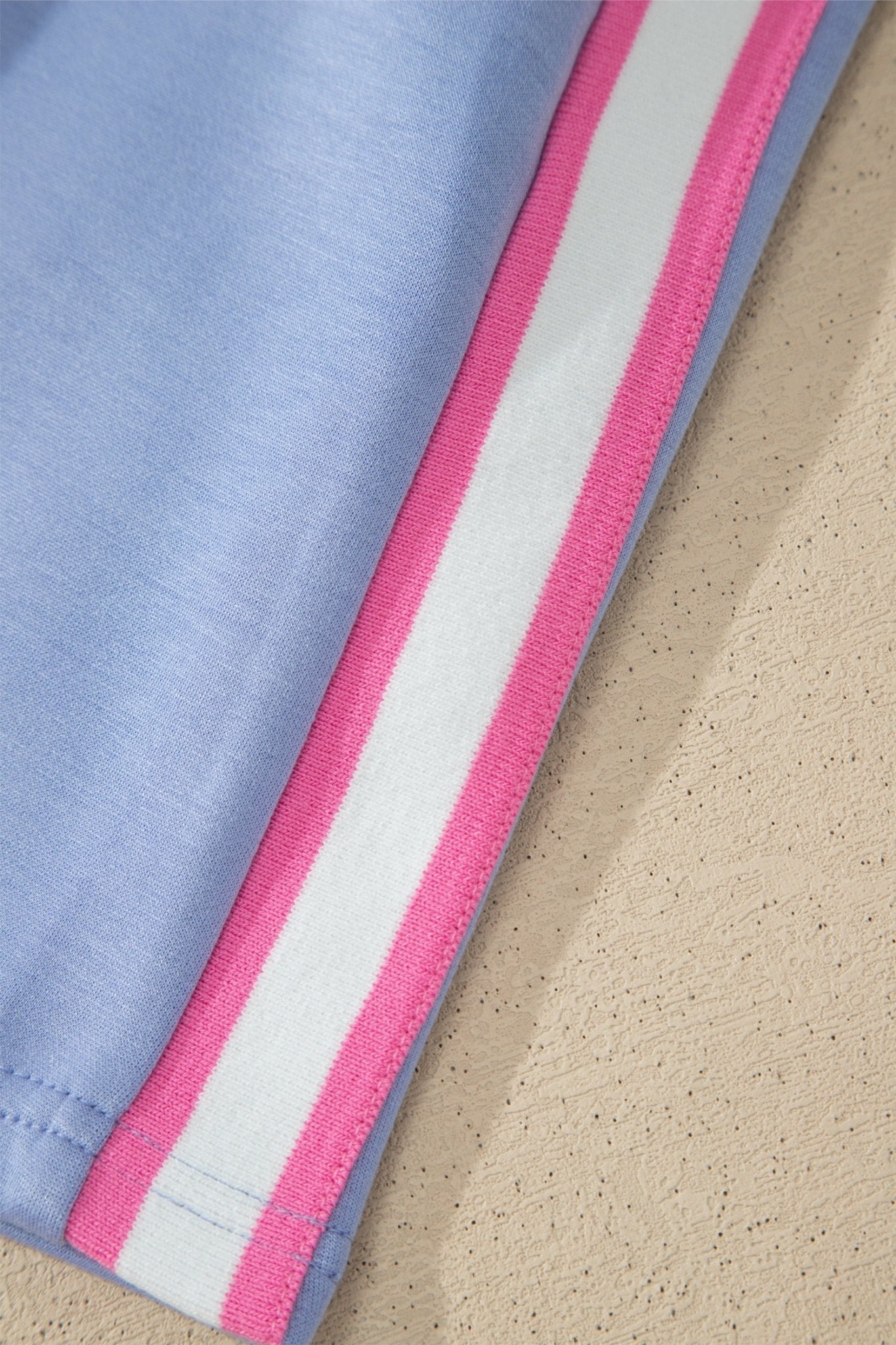 Sky Blue Preppy Striped Trim V Neck Polo Tee Drawstring Skirt Set - Loving It Shop