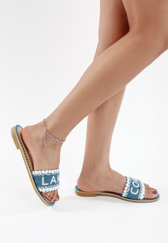 Hot Hub Beaded Lake Como Flat Slip Ons