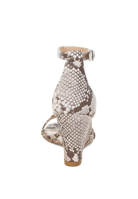 Kodor Snake Print Slim Wedge Heel Sandals - Loving It Shop