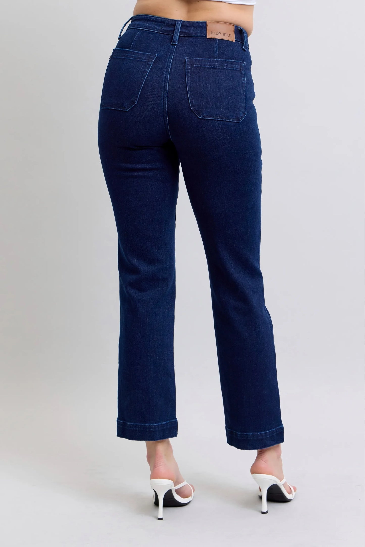 Full Size Hw Work Wear Knee Patch Straight Jeans Plus Size
