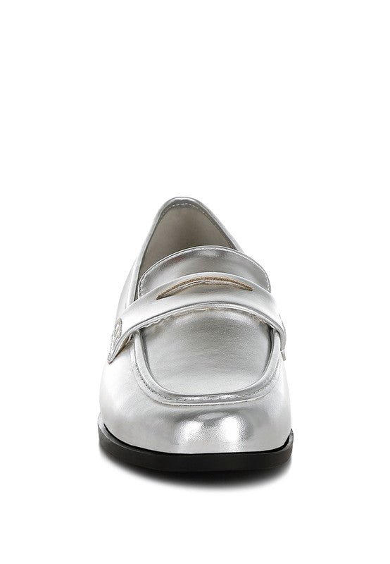 Rugle Metallic Faux Leather Flat Loafers - Loving It Shop
