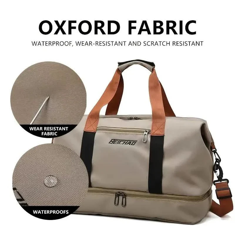 Nylon Duffel Bag for Travel – Large Capacity, Foldable, Shoe Compartment – Men &amp; Women