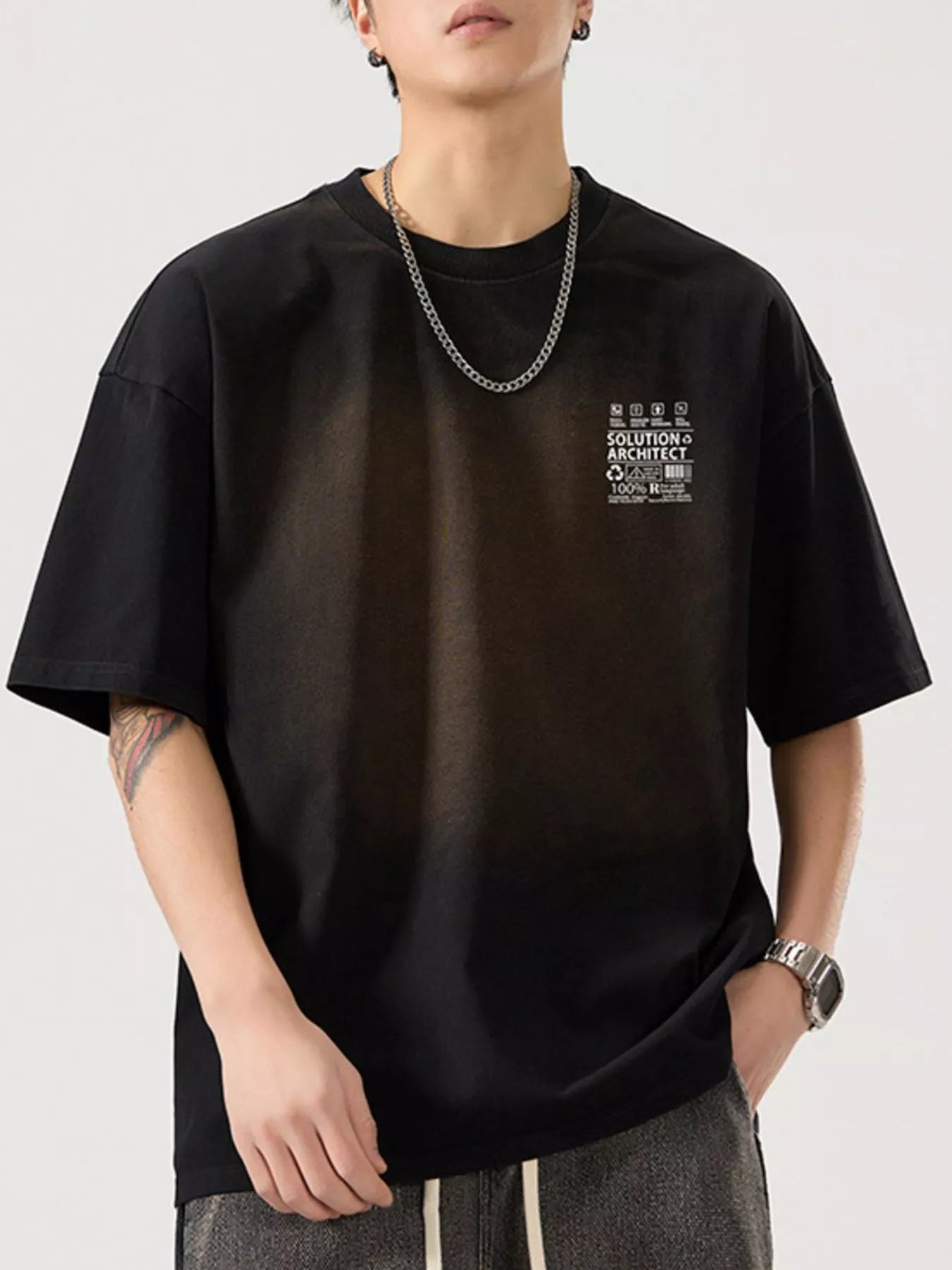 Men's Full Size Round Neck Oversized T-Shirt Plus Size