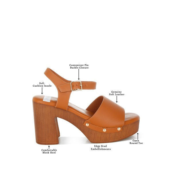 Sawor Recycled Leather High Block Sandals