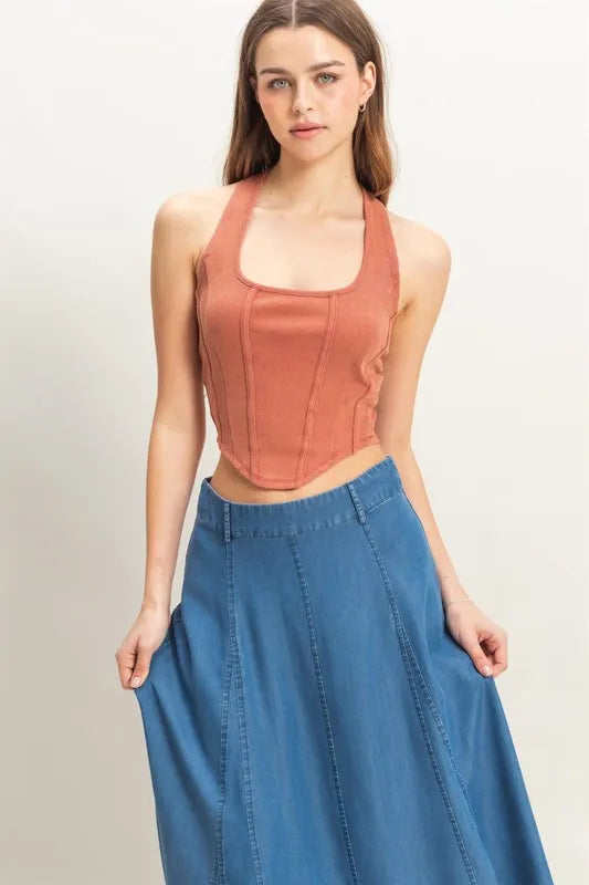 Mineral Wash Halter Neck Everyday Top