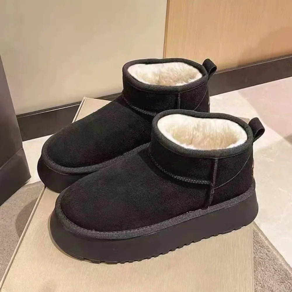 Fleece Lined Chunky Platform Mini Boots - Loving It Shop