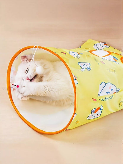 Cartoon Pattern Collapsible Cat Tunnel Pet Toy