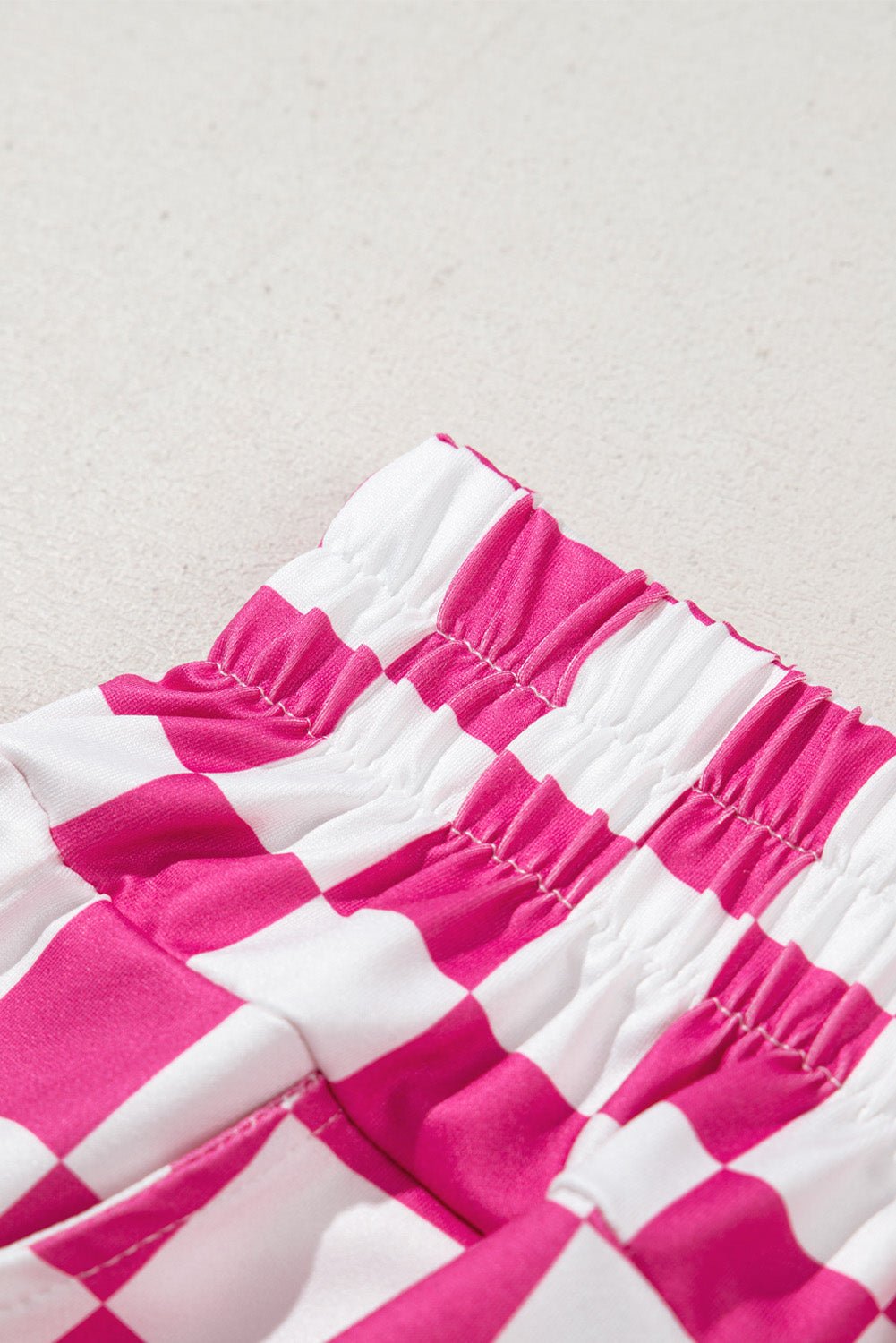 Rose Checkered Print High Waist Casual Shorts - Loving It Shop