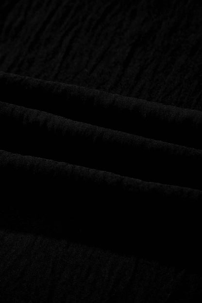 Color black Solid Color Textured Crossed Waist Loose Pants
