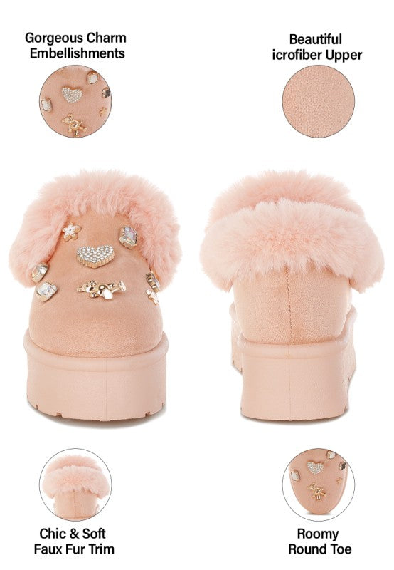 Zeta Charm Detail Slip On Snow Boots