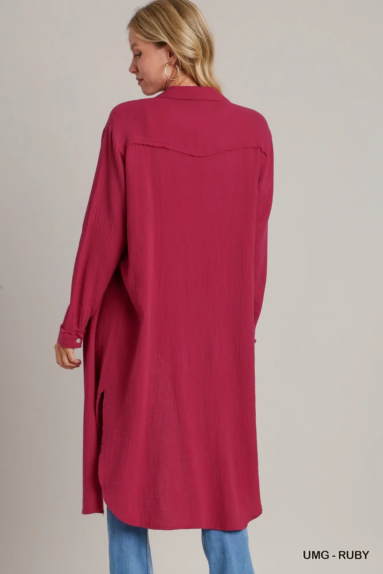Cotton Gauze Button Down Shirt Dress