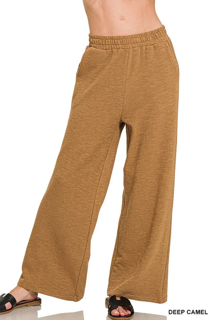 Cotton Slub Wide Leg Pants