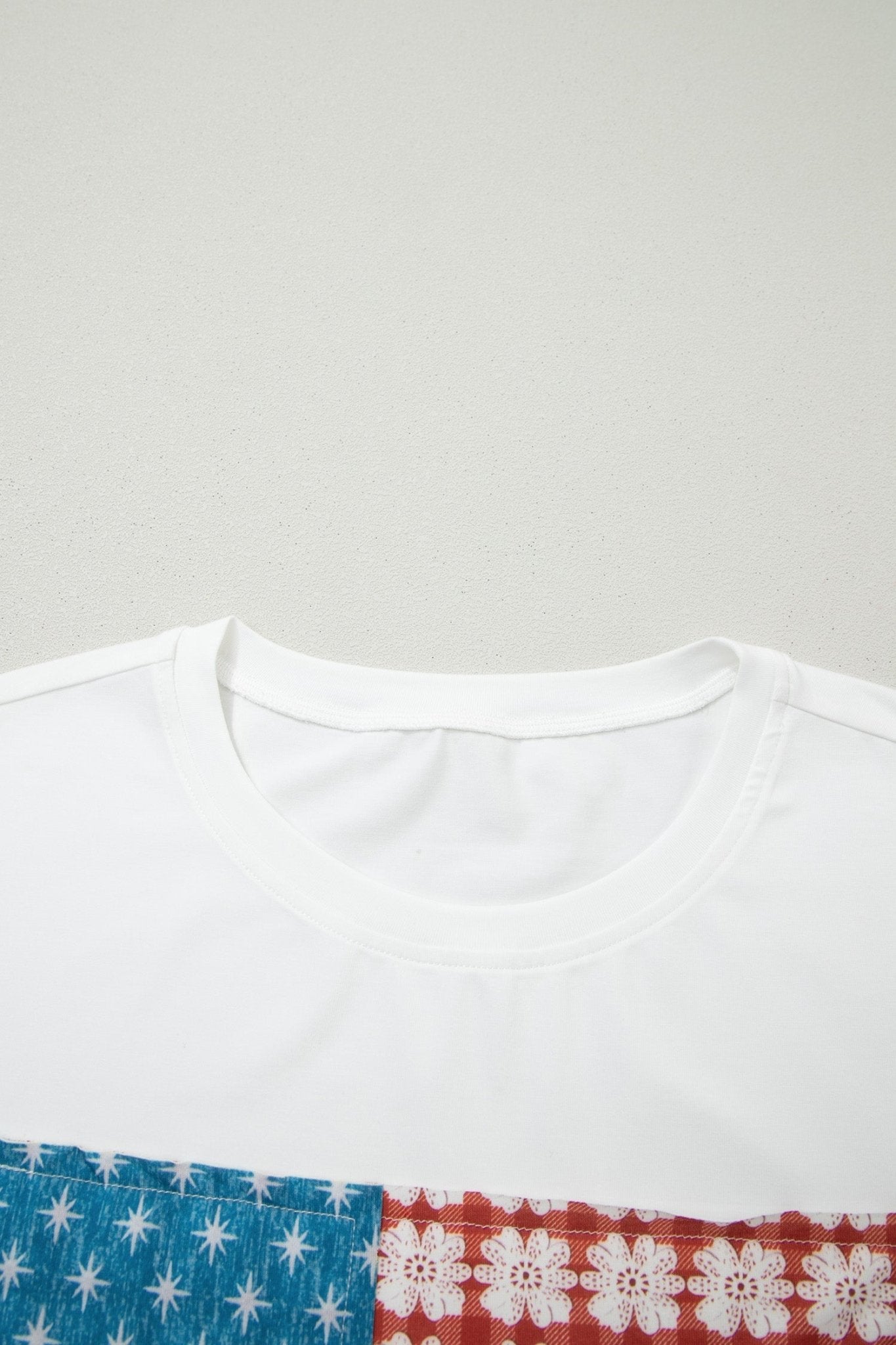 White Fancy Embroidered Patch Flag Casual T Shirt - Loving It Shop