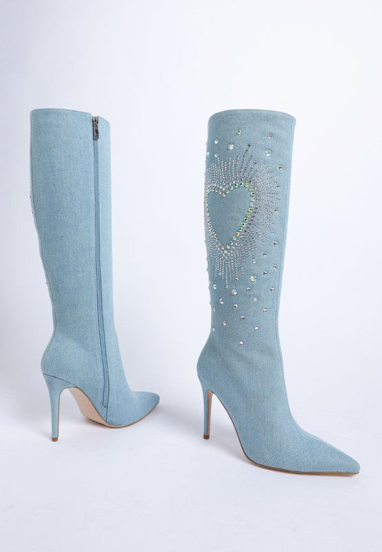Coastra Rhinestone Embellished Stiletto Boots