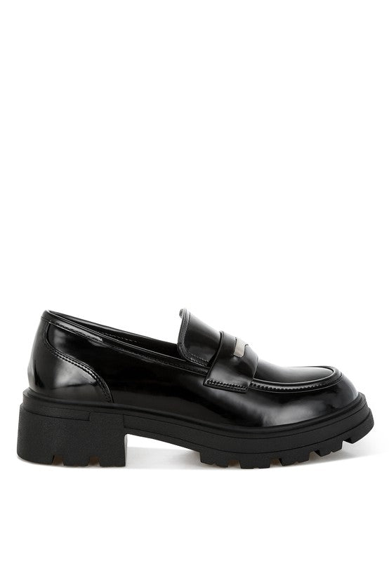 Gleam Stride Faux Leather Chunky Loafers