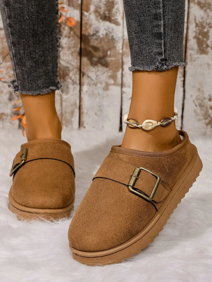 Cozy Buckle Suede Winter Slippers - Loving It Shop