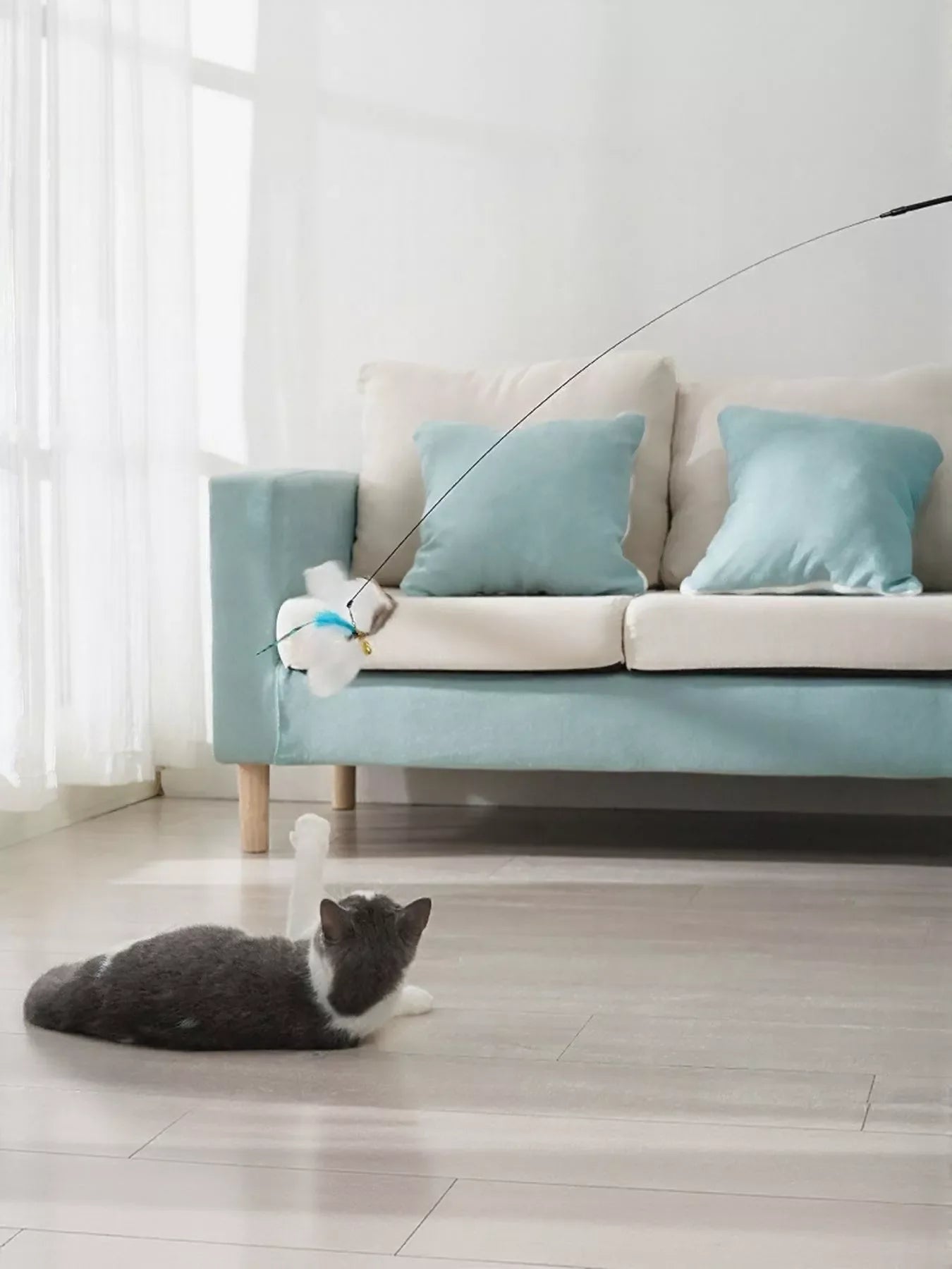 Interactive Feather Teaser Cat Wand Toy - Loving It Shop