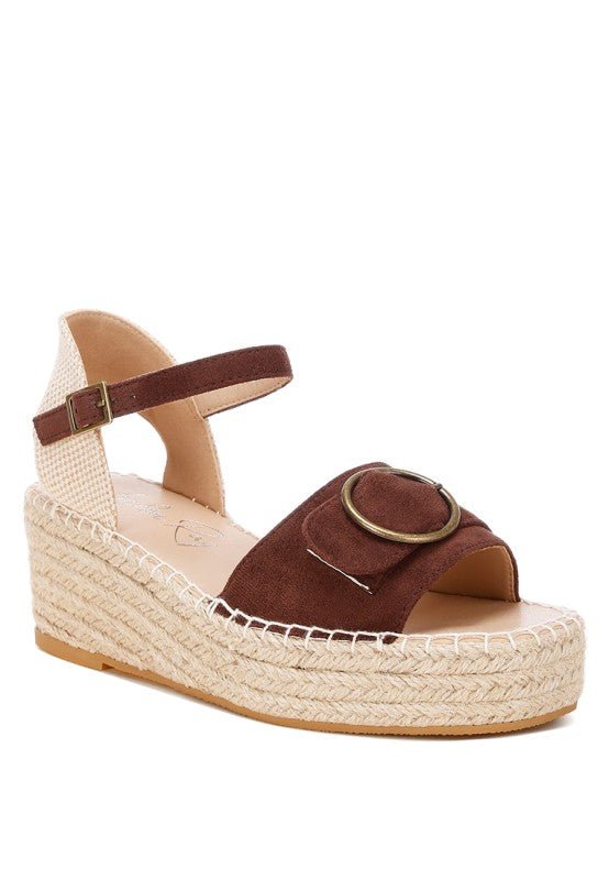 Amilta Buckle Detail Espadrille Wedges - Loving It Shop