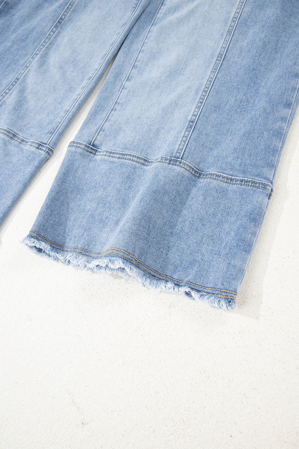Beau Blue Drawstring Seam Detail Raw Hem Wide Leg Denim Pants - Loving It Shop