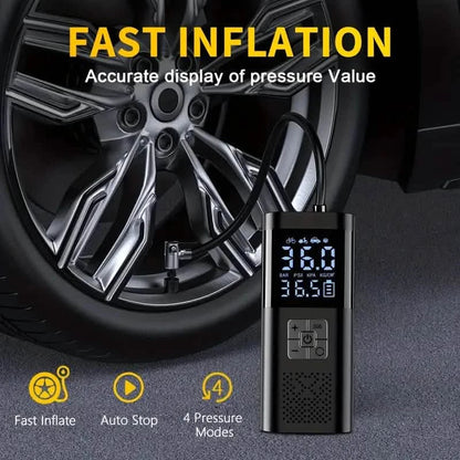 Portable Electric Tire Inflator – 150PSI Air Compressor with Digital Gauge &amp; LED Light
