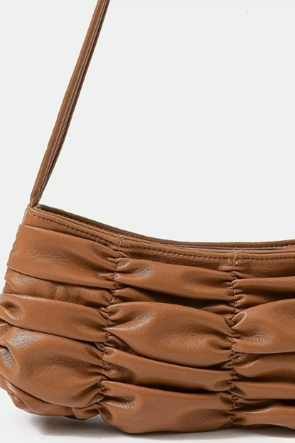 Segmented Pleated Faux Leather Hand Bag