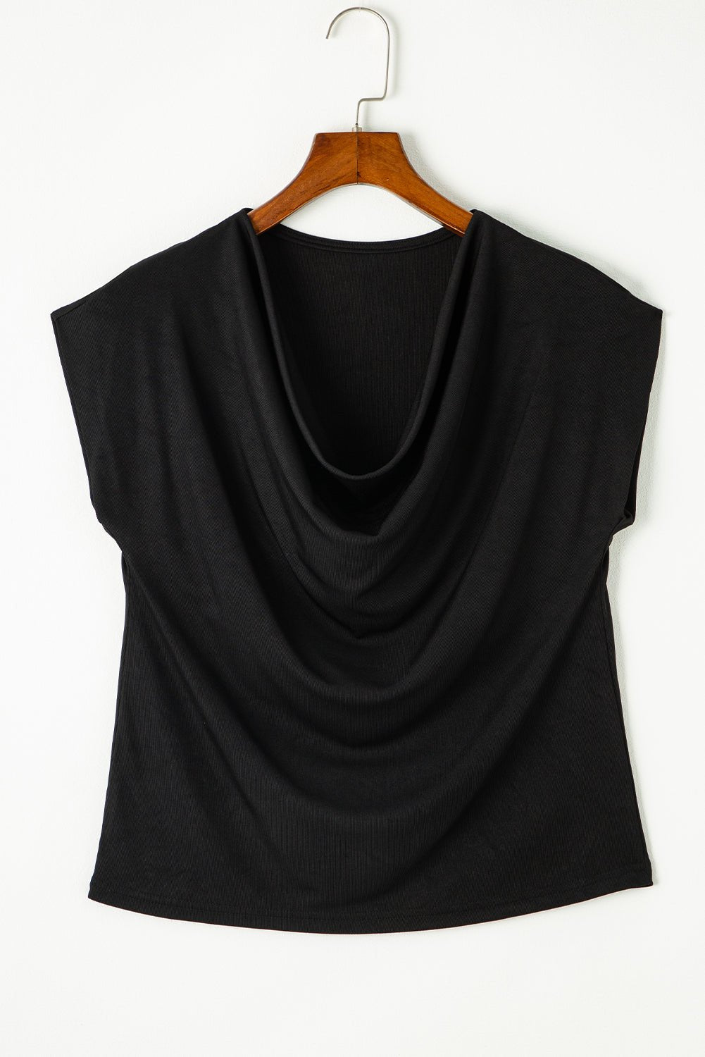 Black Cowl Neck Bat Sleeve T Shirt - Loving It Shop