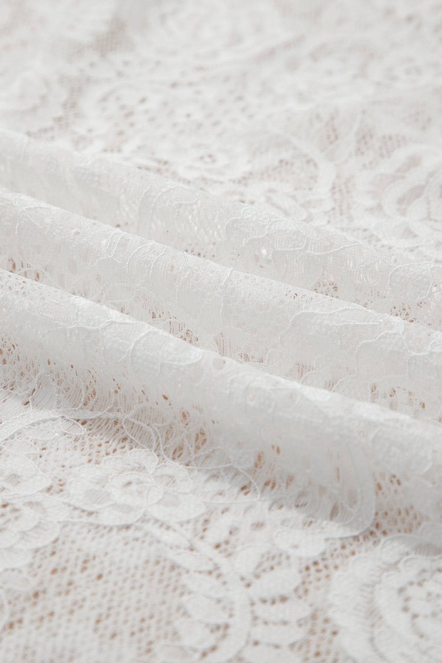 White Tie Spaghetti Straps Floral Lace Overlay Long Dress
