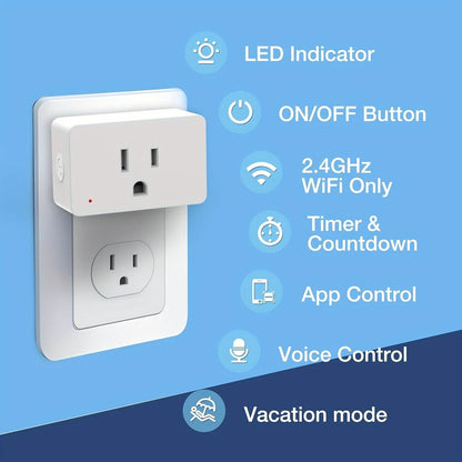 2-Pack: WiFi Smart Plug – 15A, Timer &amp; App Control, Works with Alexa &amp; Google Home