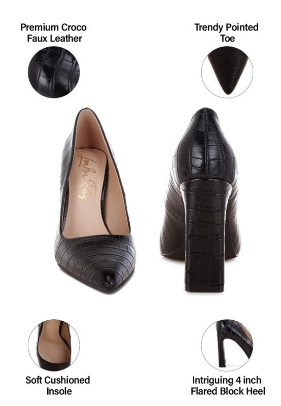Scheba Sleek Block Heel Pumps