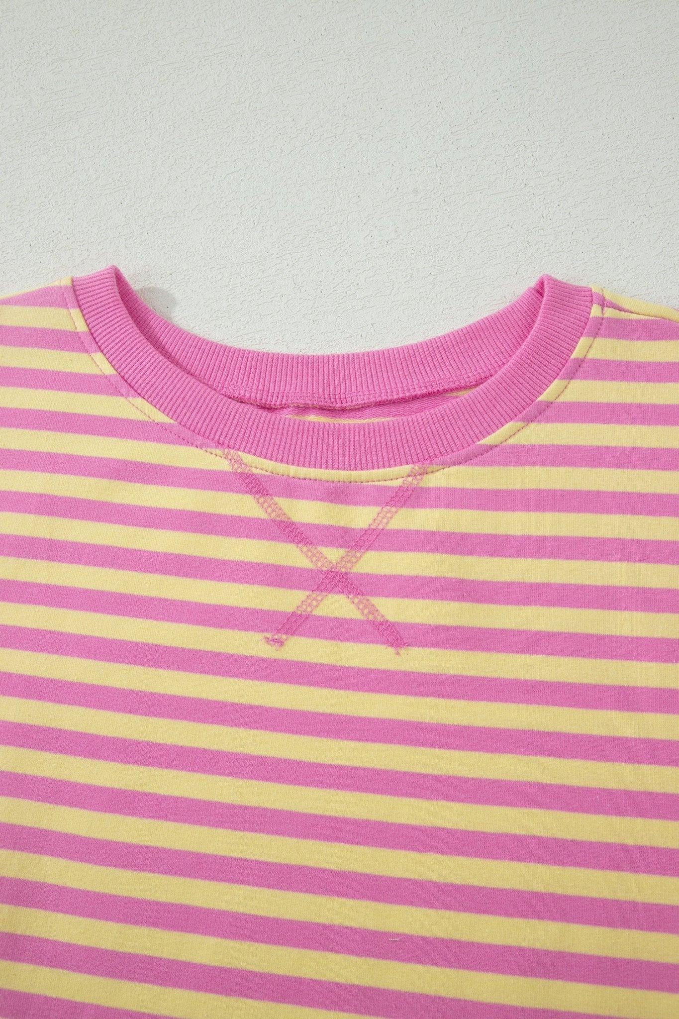 Pink Stripe Loose Short Sleeve Top and Skirt Set - Loving It Shop