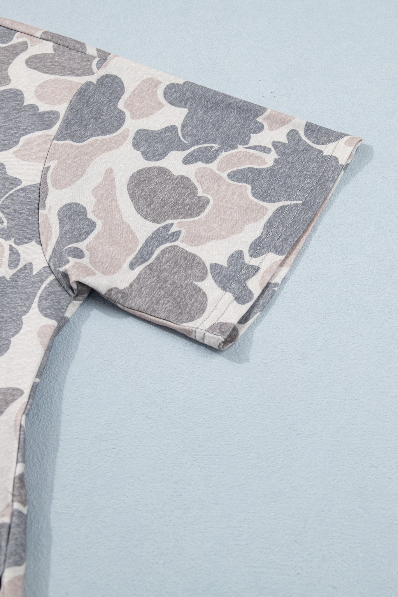 Multicolour Camouflage Print Short Sleeve Drop Shoulder Side Slit Casual Dress - Loving It Shop