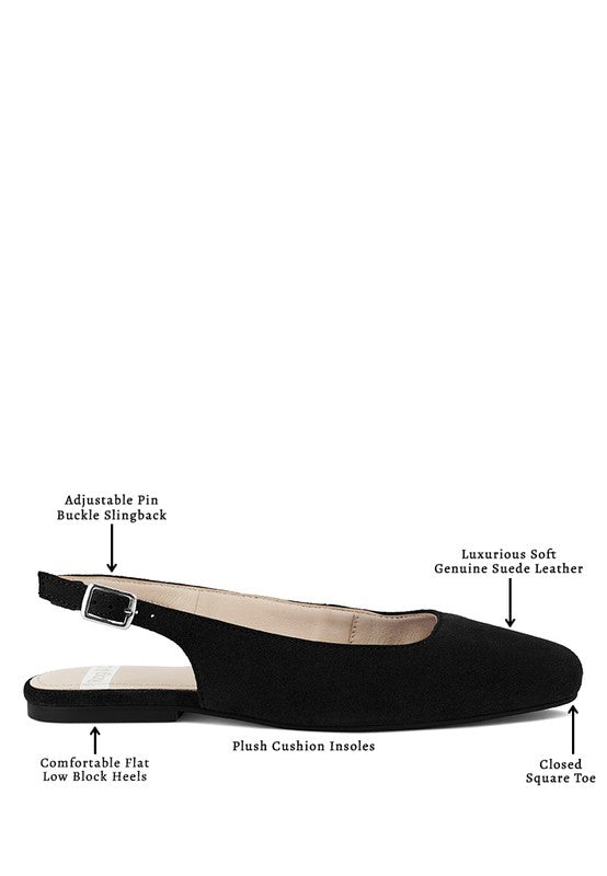 Sozani Genuine Suede Leather Slingback Flats