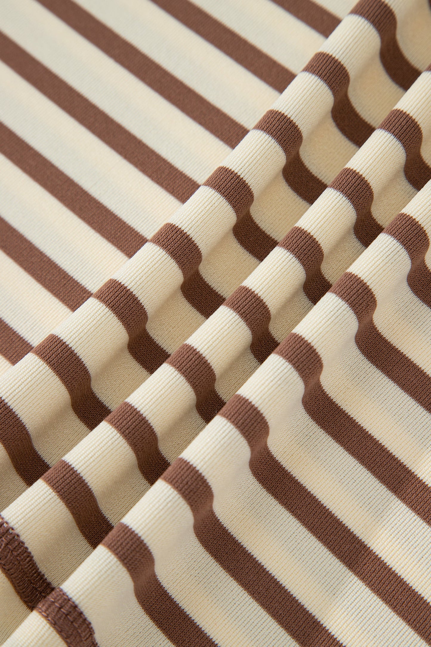 Brown Stripe Half Buttons Top and Shorts Set