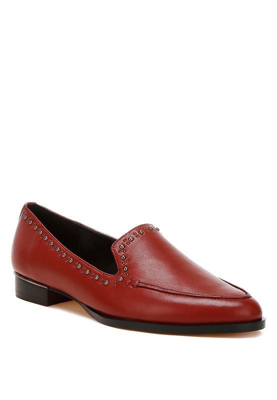 Wolferton Delicate Stud Detail Leather Loafers - Loving It Shop