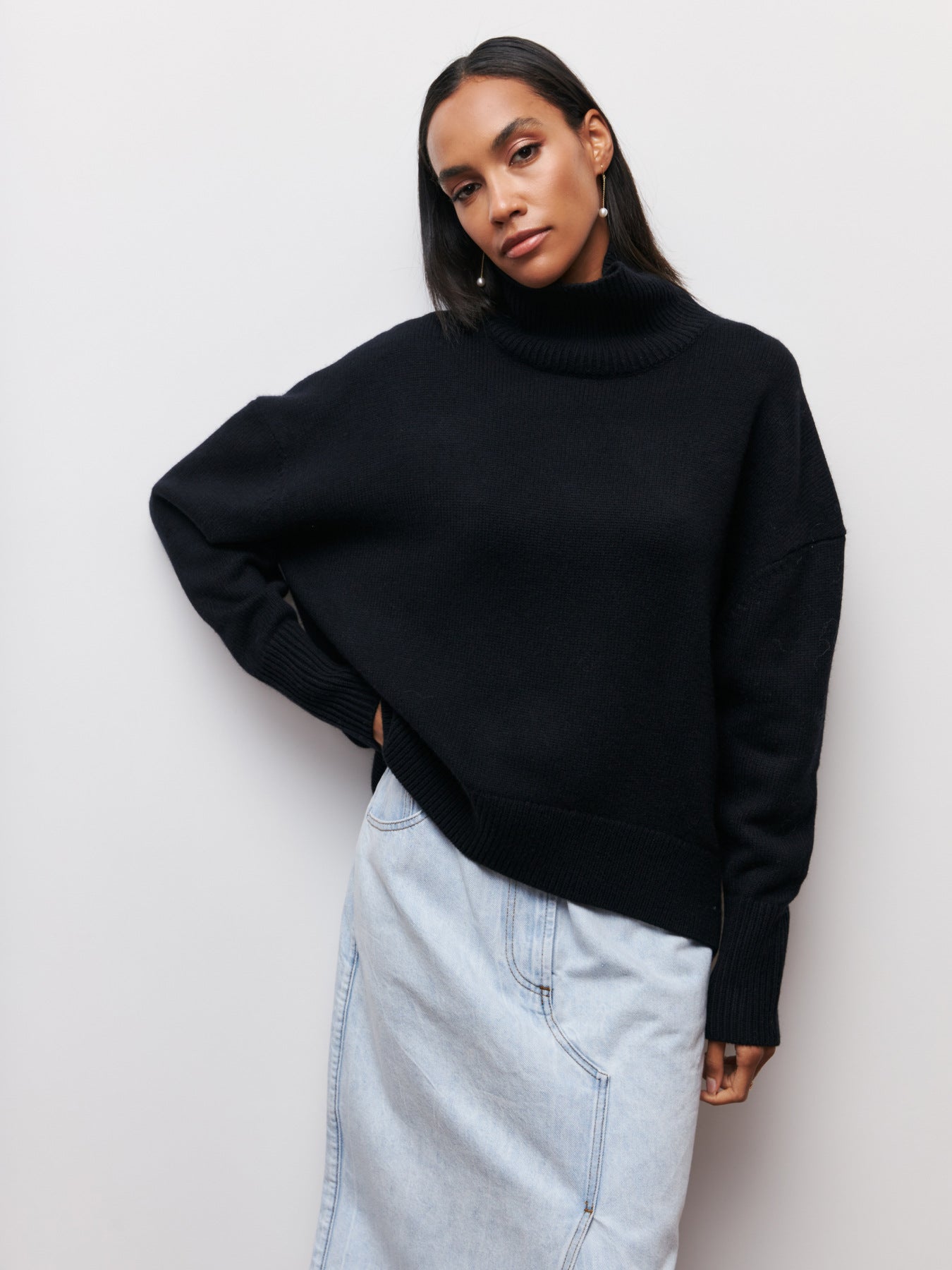 Winter Turtleneck Sweater Ins Solid Color Long Sleeve Pullover Top Women&