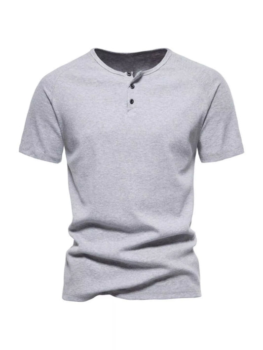Men's Plus Size Button Detail Casual Henley T-Shirt - Loving It Shop