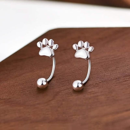 Sterling Silver Cat Paw Earrings – Screw-Back Studs, Elegant &amp;amp; Simple