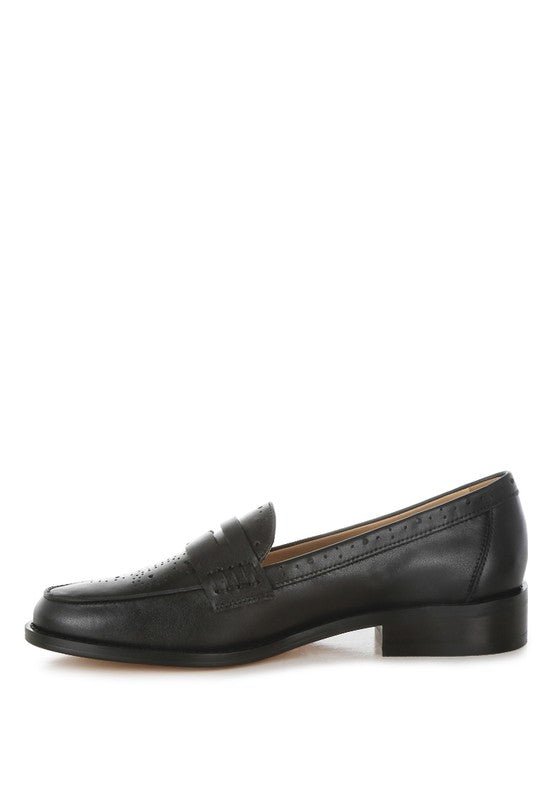 Clotilda Perforated Low Heel Loafers - Loving It Shop