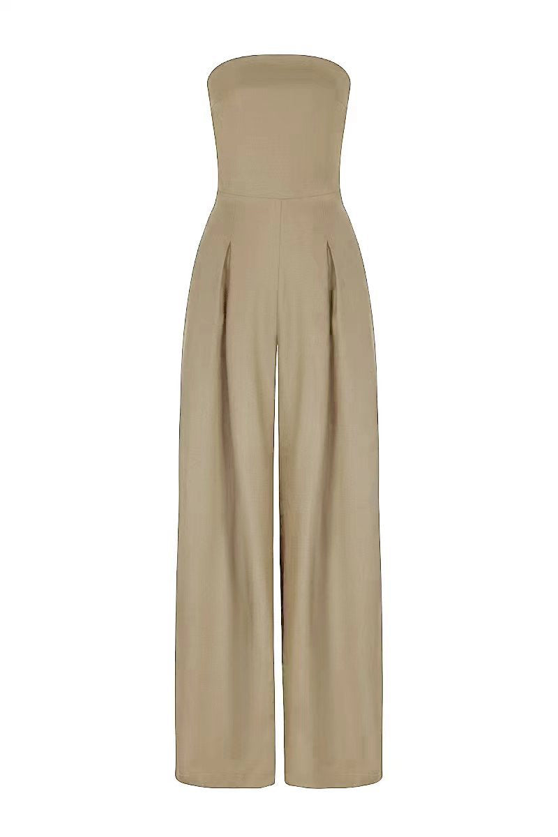 Loose Tube-top Jumpsuit Ins Fashion Backless Wide Leg Long Pants Overalls Women&