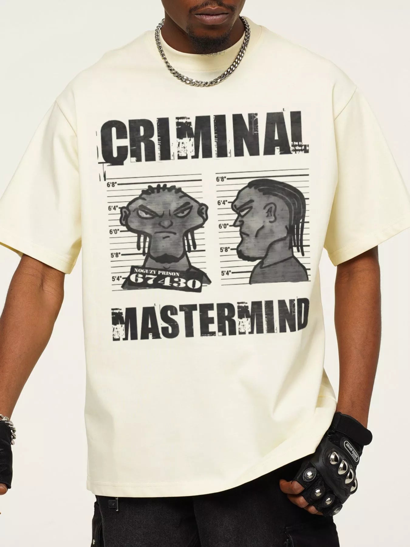 Men's Criminal Mastermind Graphic Oversized T-Shirt - Loving It Shop