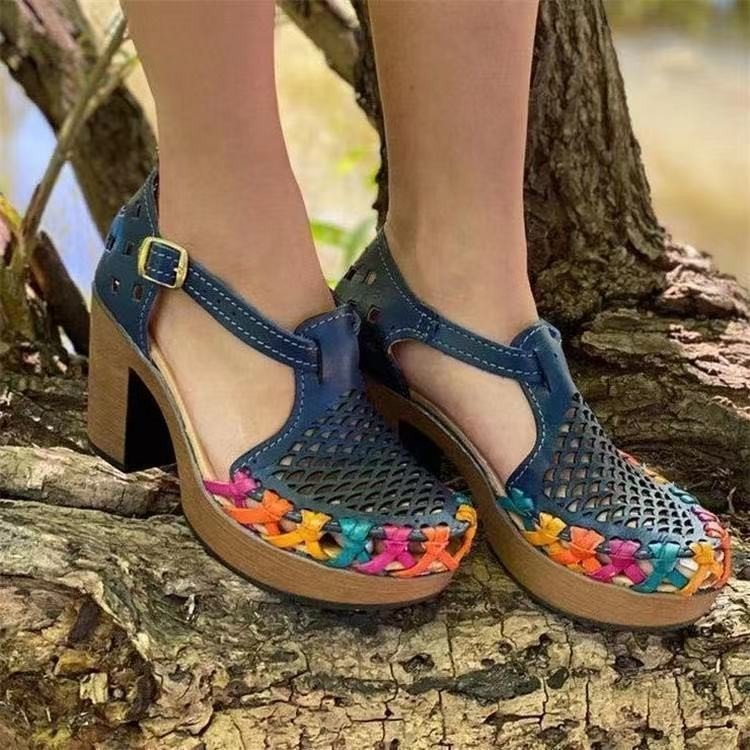 Printed Ethnic Style High-heeled Women&