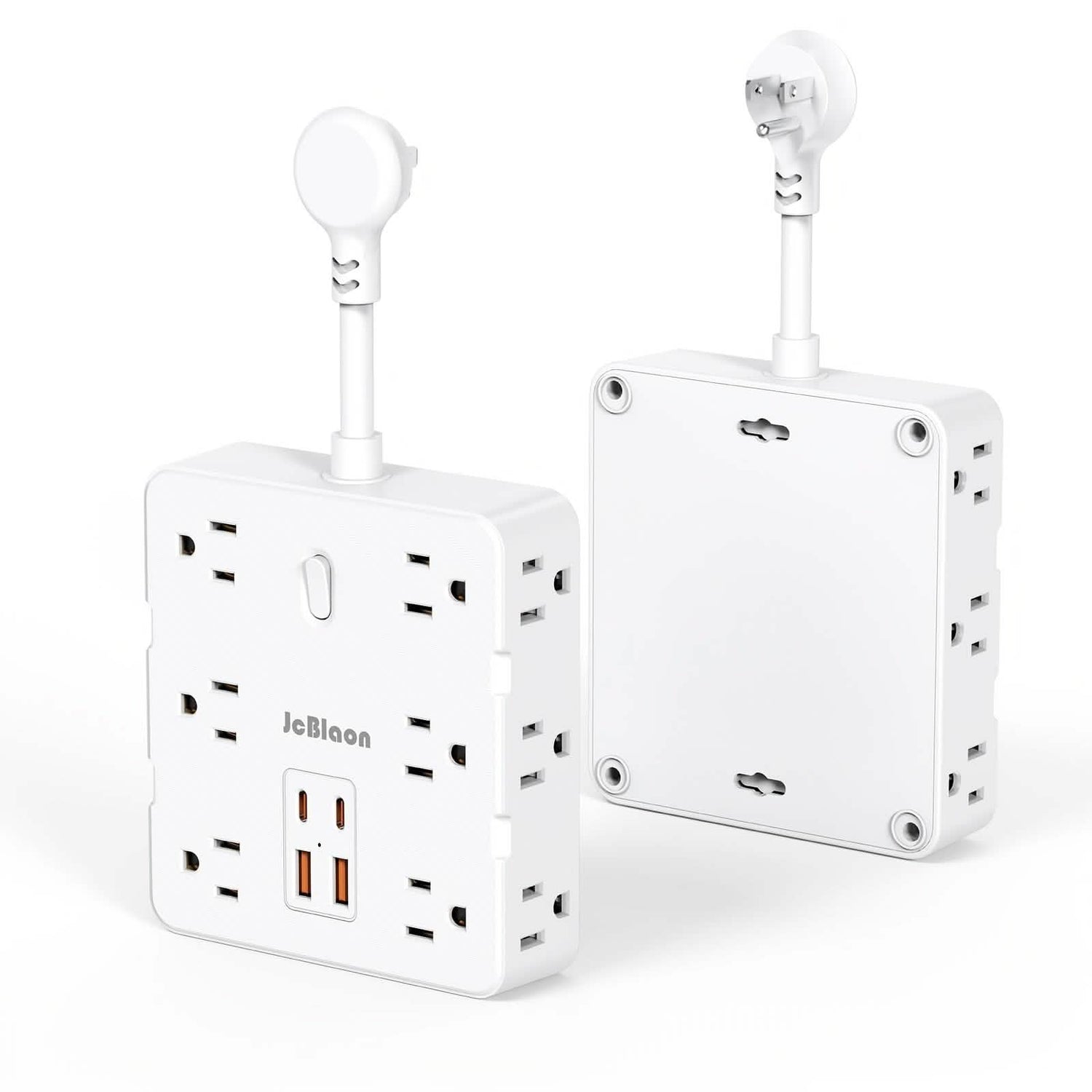 16-in-1 Power Strip – 12 AC Outlets &amp; 4 USB Ports, White