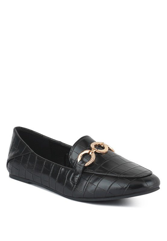 LONDON RAG CROC TEXTURED METAL SHOW DETAIL LOAFERS - Loving It Shop