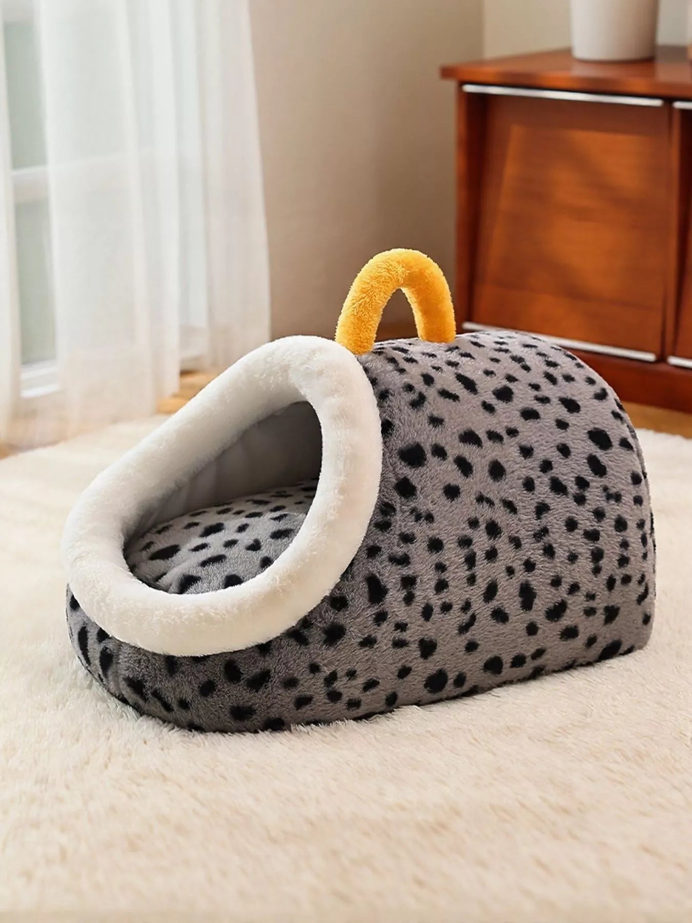 Cozy Polka Dot Pet Nest with Handle - Loving It Shop