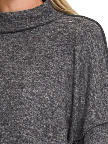 Brushed Melange Hacci Cropped Sweater