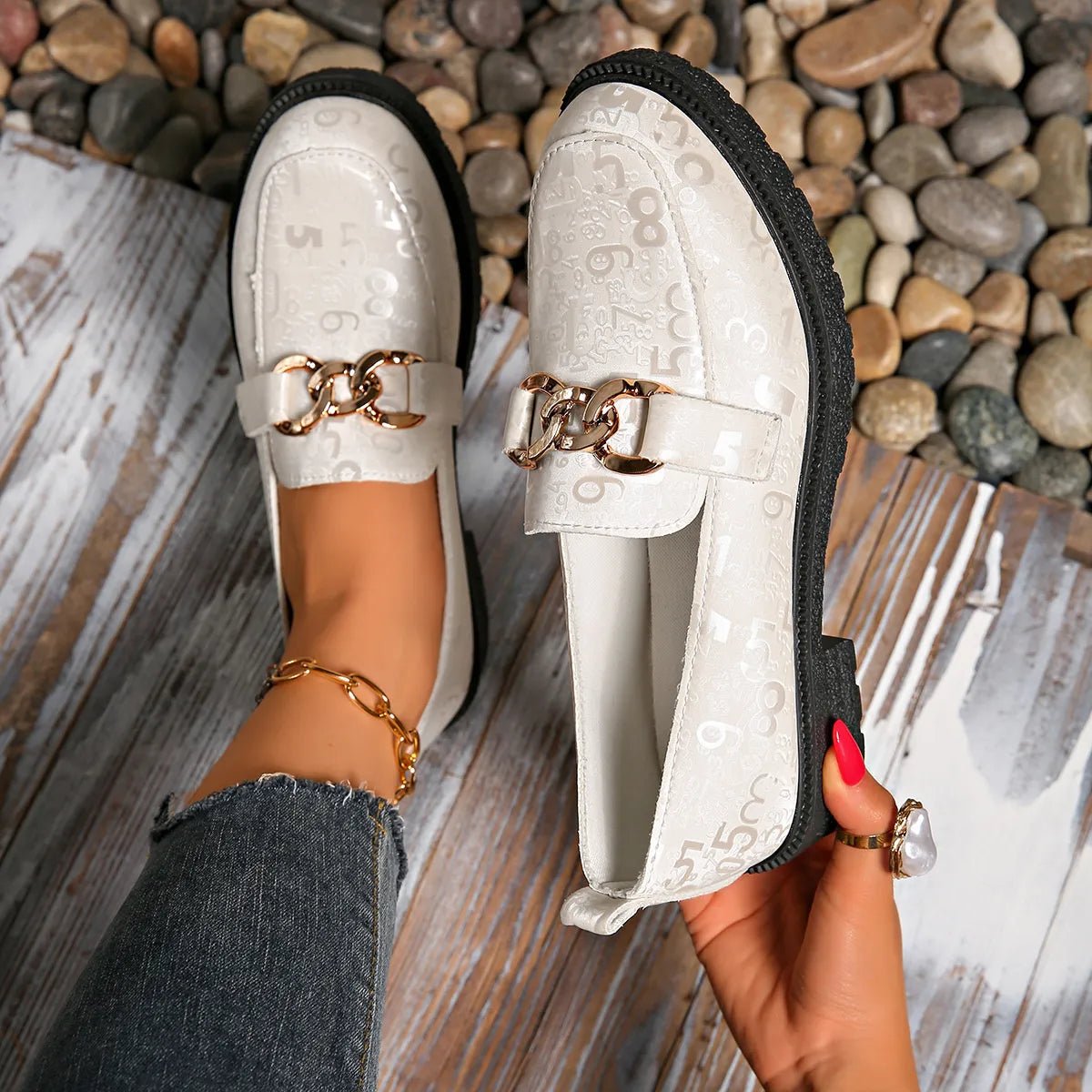 Round Toe Block Heels Loafers - Loving It Shop